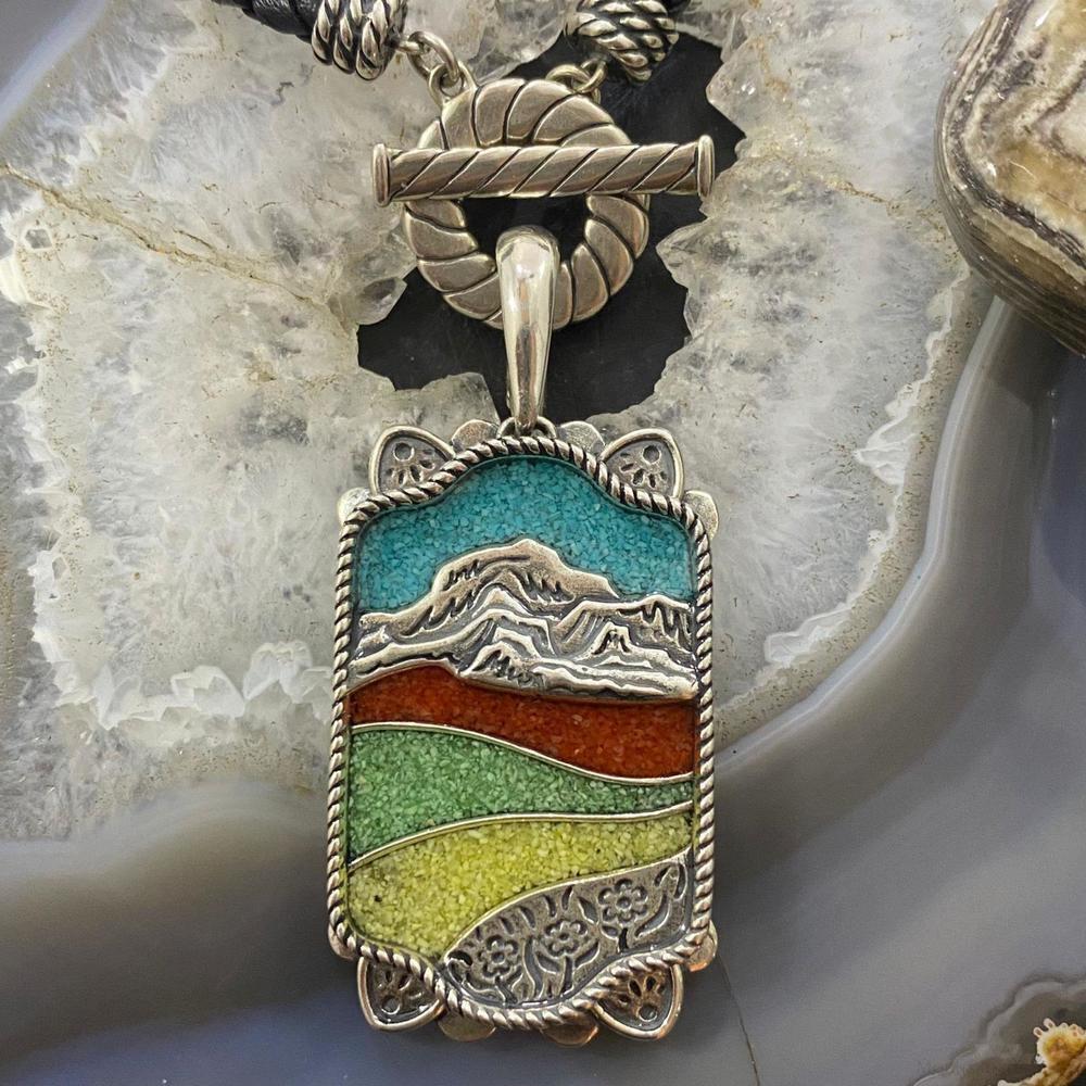 Carolyn Pollack Southwestern Style Sterling Multi Gemstone Landscape Pendant